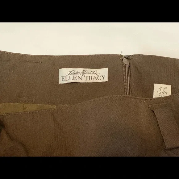 Ellen Tracy vintage tan/brown straight knee length skirt (size 14) - Picture 5 of 9
